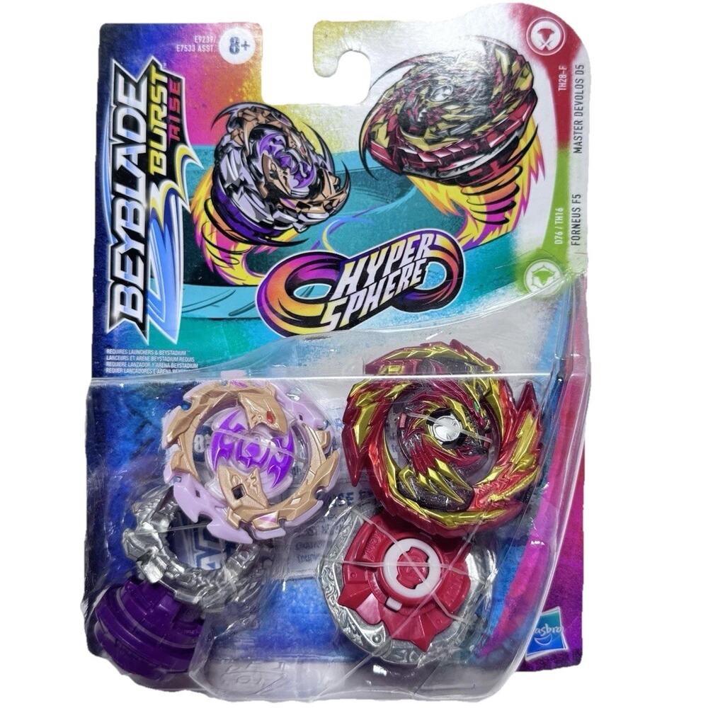 Beyblade Burst Rise Hypersphere Dual Pack Master Devolos D5 and Forneus F5 New